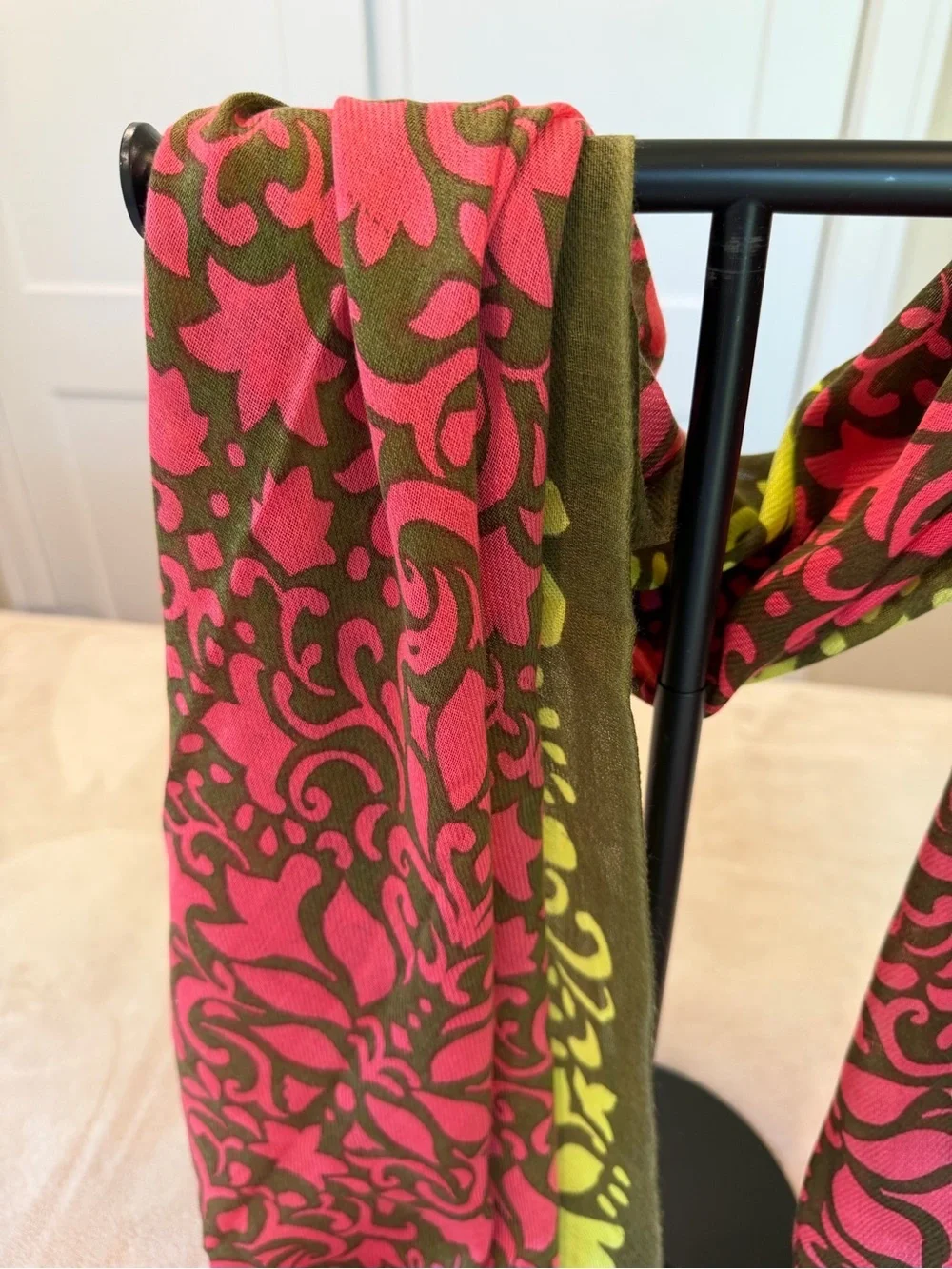Banana Republic Pink & Green Floral Print Women's Scarf